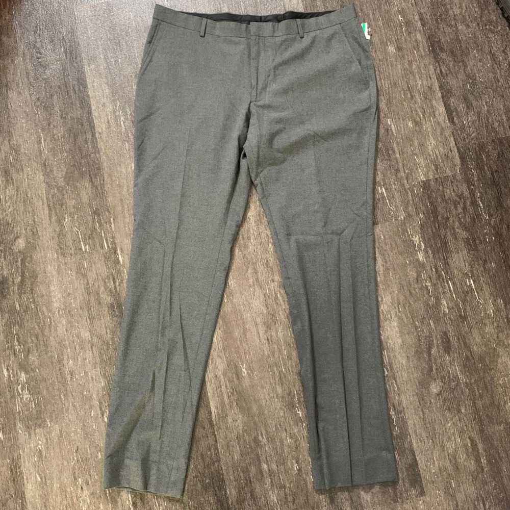 Nordstrom Dress Pants Men 42W Grey Trim‎ Fit Flat Front Stretch Trousers
